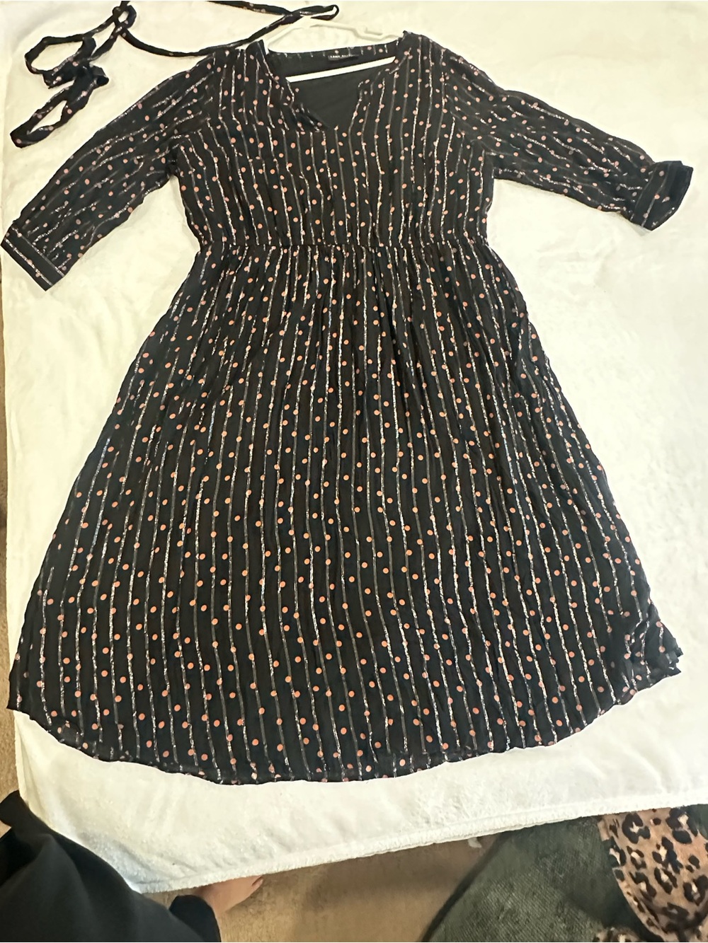 Lane Bryant Black Dress with Pink Dot Stripe Pattern